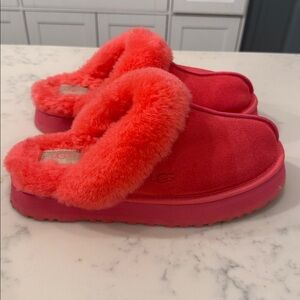 UGG Bright Pink Fluffy Slippers